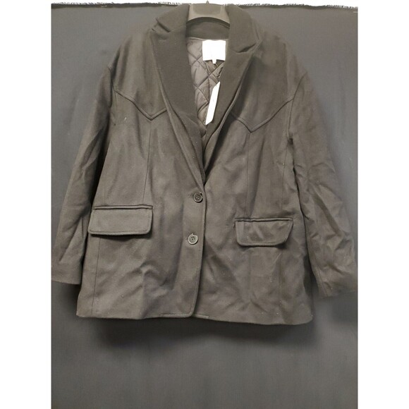 NWT Tibi New York Coat Jacket Black Wool 2 Button Oversized Peacoat Size XS